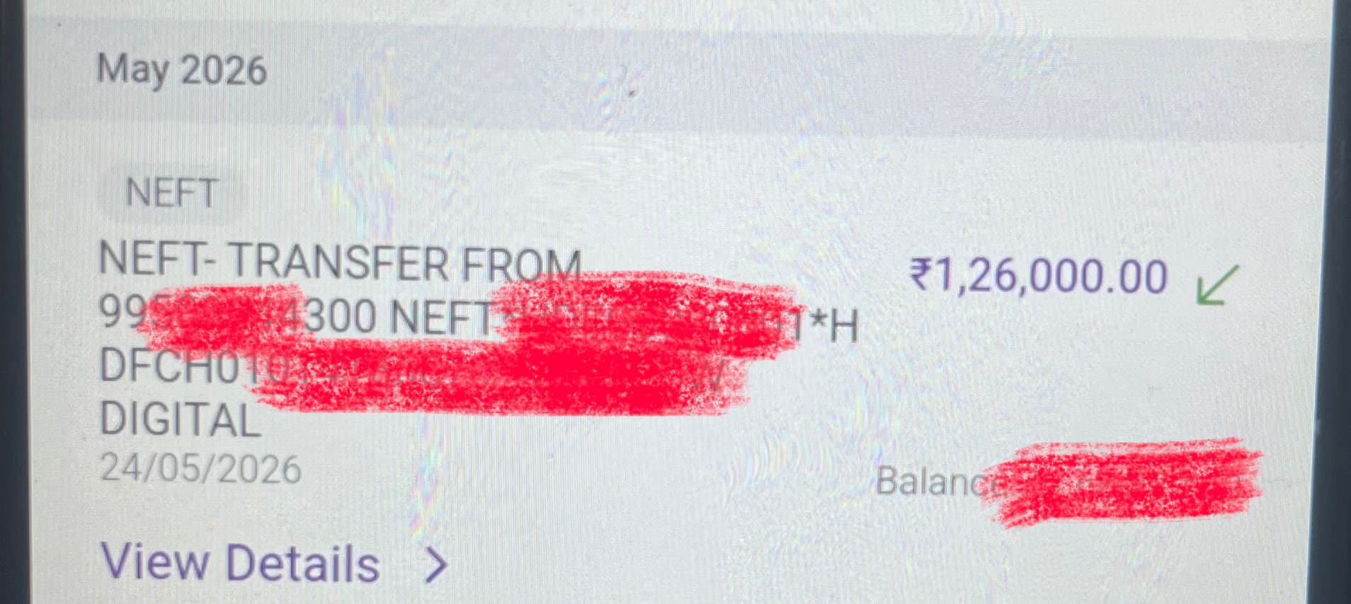 NEFT ₹1,26,000